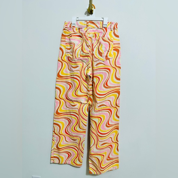 Colorful High Waist Groovy Print Wide Leg Jeans Size Large - Picture 8 of 8